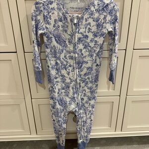 Posh Peanut White and Blue Kids One Piece